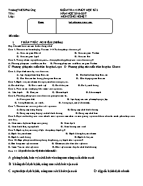 Kiểm tra 45 phút học kì năm học 2016 - 2017 môn Công nghệ 7